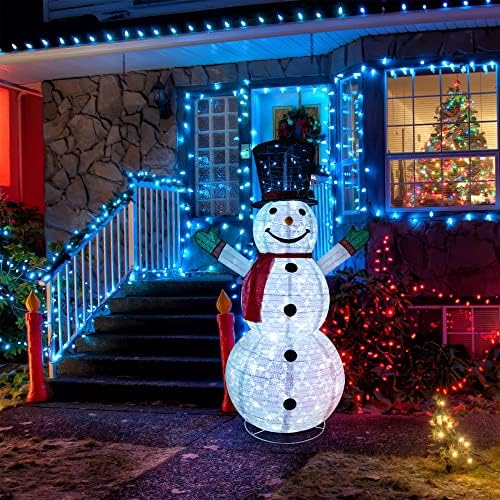 Runquiz 5-Крак Сгъваема Led Лампа с Снеговиком в Двора за Коледни Улични Градински Украси В Двора, Украса за Коледните Дейности, Интериор