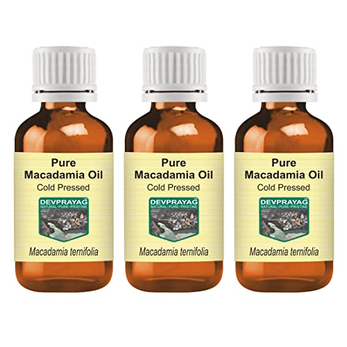 DEVPRAYAG Чисто масло от макадамия (Macadamia ternifolia), студено пресовано (опаковка от три броя), 100 мл х 3 (10 унции)
