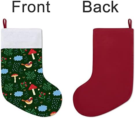 Коледни Чорапи с Птици и Гъби, Окачени Чорапи с Принтом, Коледна Елха, Украса За Камината