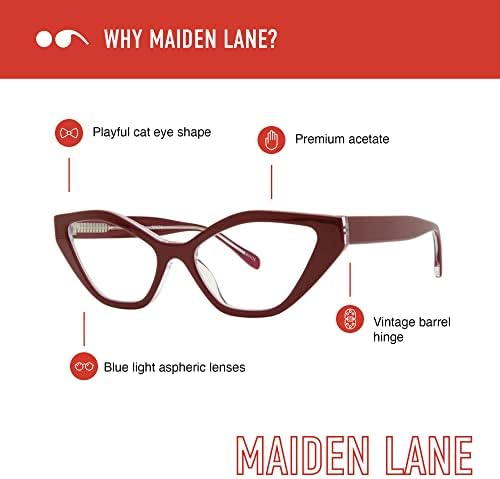 Scojo New York Maiden Lane Очила за четене с синьото е за жените, очила за четене със синя светлина Котешко око