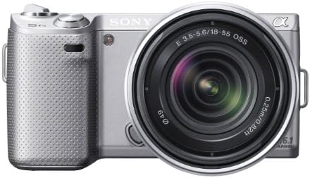 Компактен сензорна камера Sony NEX-5N със сменяеми обективи 16,1 Mp със сменен тъчскрийн и обектив 18-55 мм (сребрист)