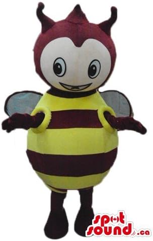 SpotSound Жълто Бордо червен пчела Cartoony Герой Талисман на САЩ Костюм на Карнавалните Костюми
