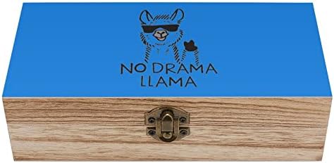Nudquio No Drama No Llama Дървена Кутия-Органайзер За Съхранение с ретро-Заключване за Снимки, Бижута, Сувенири, Подарък Декоративен
