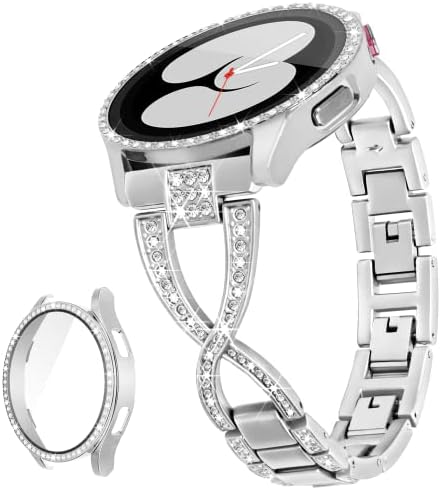 G-ficu Galaxy Watch 4-лентов X-Образна каишка за Samsung Galaxy Watch 4 и 5 Band-40 мм с защитен калъф за екрана, 20 мм Быстросъемный женски