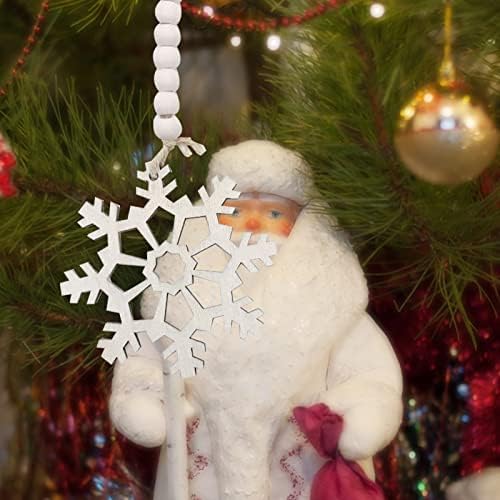 NEARTIME Дървени Коледни Мъниста, Ръчно изработени под формата на Бели Снежинки, Малка Подвесная Венец на Прочетеното, Украса
