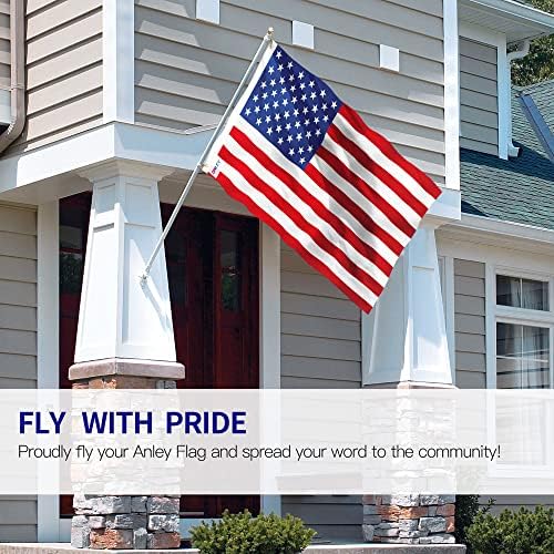 Американски флаг Anley Fly Breeze размер 3x5 фута - Ярък цвят и устойчивост на избледняване от uv - Платно надмощие с двойна миг - Знамена