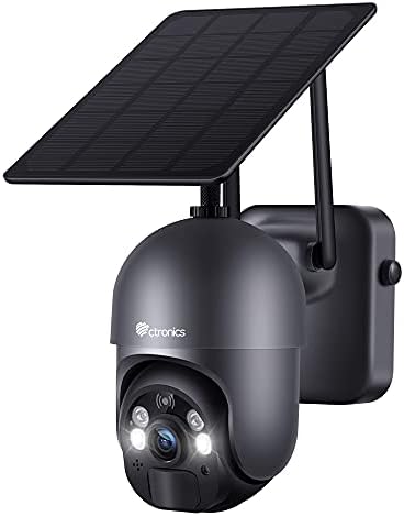 Безжична Външна камера за видеонаблюдение Ctronics Solar WiFi, PTZ камера за видеонаблюдение, работещи на батерии за домашна сигурност