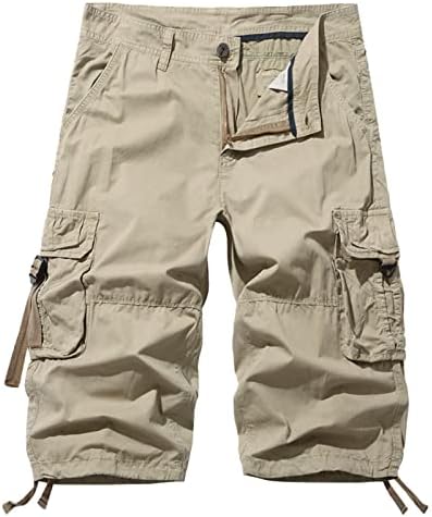 Мъжки къси панталони-карго HTHLVMD Свободно Намаляване дължина 3/4 Под Коляното, Панталони-карго Капри От Памук