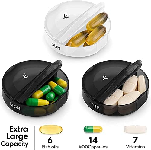 Органайзер за таблетки 2 Пъти на ден, за Седмицата кутия за хапчета AM PM, Голям Капацитет, 7-Дневни Калъфи за Таблетки / Витамини