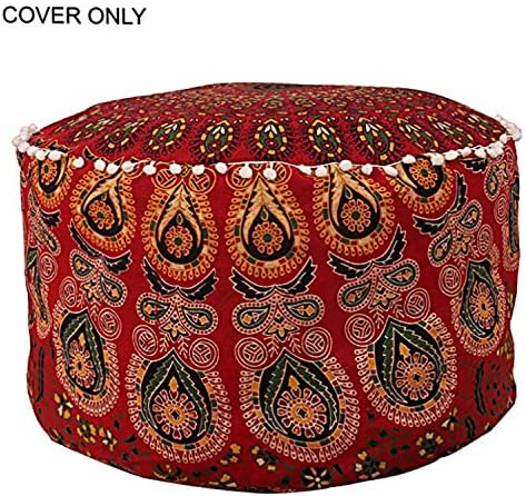 Rajasthaniartdecor Мандала, декоративна поставка за крака, хоп, калъф, оттоманка, памучен възглавница за секс, хипи, бохо, декоративен