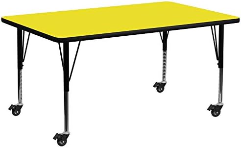 Флаш мебели Wren Mobile 30 W x 72Л Правоъгълен сив маса от ламинат HP за спорт с регулируеми по височина къси крака