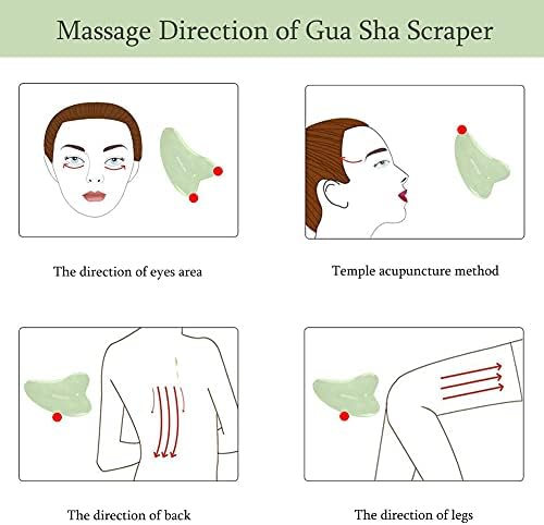 Инструмент за грижа за лицето Gua Sha, Дъска за Премахване на Каменна Гваш за Грижа за кожата на Лицето и Тялото с Фланела Чанта, Пълнители