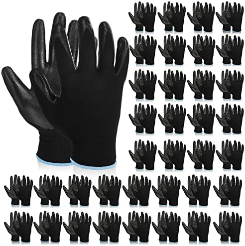 36 Двойки Защитни Работни Ръкавици Мъжки, Дамски, Работни Ръкавици От Изкуствена трева, Черни Безшевни Ръкавици, Леки Складови