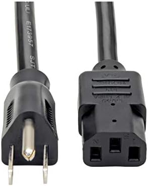 Захранващ кабел за компютър Трип Lite P007-006, за тежки условия на работа, 15A, 14AWG (от NEMA 5-15 P до IEC-320-C13), 6 фута, черен