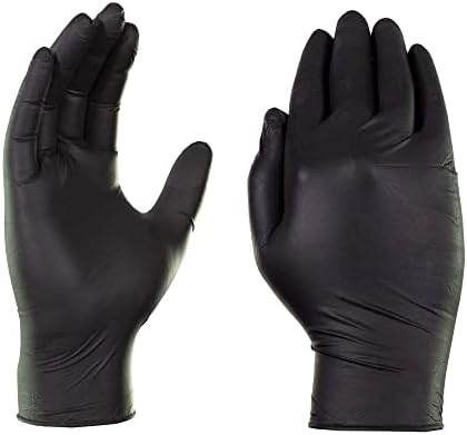Промишлени ръкавици GLOVEWORKS Черни еднократна нитриловые, 5 на Хиляда, Без латекс и прах, безопасни за хранителни продукти, Текстурирани,