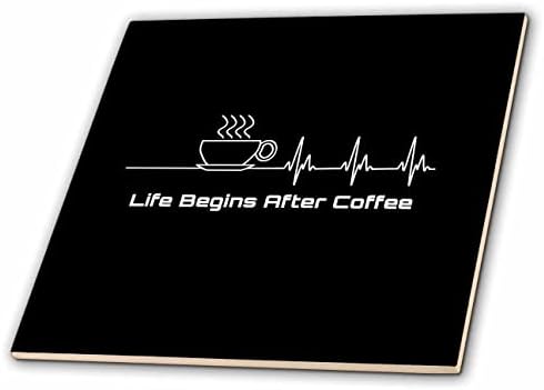 Триизмерен забавен дизайн кафемелачки, която показва, че животът започва след кафето. - Плочки (ct_352656_1)