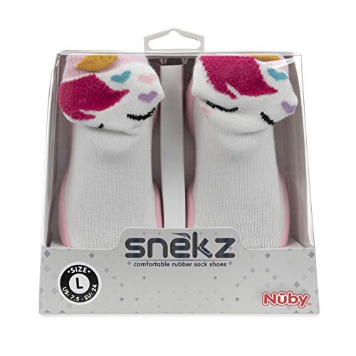 Удобни обувки-носочки гумени подметки Nuby Snekz за Първите стъпки - Розов Еднорог/Средната възраст на 14-22 месеца