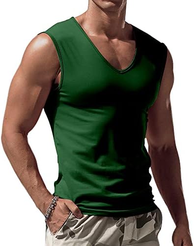 Мъжка риза ZIWOCH с V-образно деколте, Лека Спортна Однотонная Тениска Без ръкави