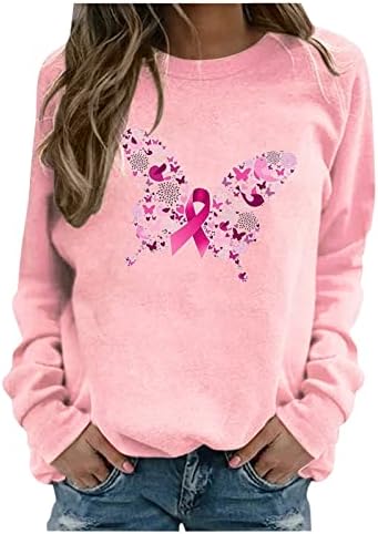 NaRHbrg Вдъхновяващи Женски Ризи Hope Breast Cancer Awareness Розова Риза Pray for a Cancer Дамска Тениска с дълъг Ръкав За лечение