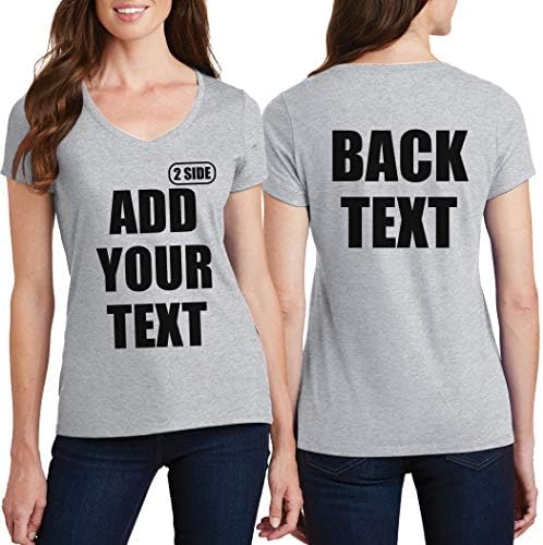 Женска тениска TEEAMORE с V образно деколте по поръчка Добавете Вашия Текст, Начертайте своя Собствена Предната и на Задната страна