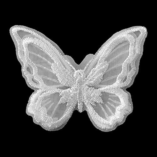 12 Бр. Лейси Декорация във формата на пеперуда, Двупластова Плат Органза, Бродирани Ленти, Шевни Изделия, Апликация за украса,