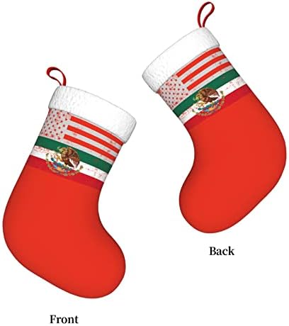 Cutedwarf Американски Мексикански Флаг Коледен Отглеждане На Коледни Празнични Украси Камина Окачен На Стелката 18 Инча(А)А) Чорапи