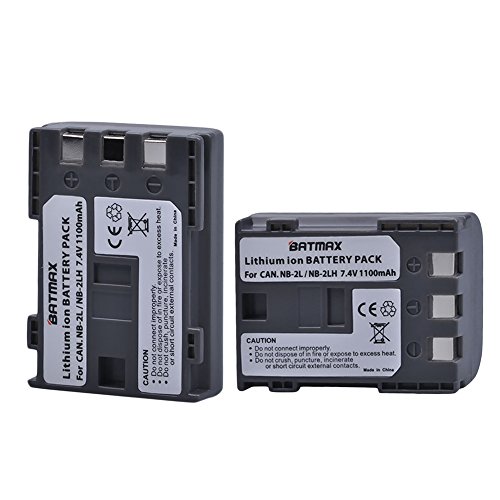 Batmax Комплект от 2 Сменяеми батерии с голям капацитет NB-2L/NB-2LH за цифрови фотоапарати Canon Digital Rebel XT, XTi, EOS