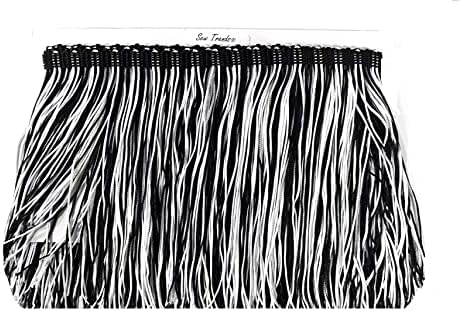 ТЕНДЕНЦИИ на ШИЕНЕ 2 Ярд Ресни с дължина 12 сантиметра от Цветни два цвята конци От Тапицерия Пискюли - Черно-бял