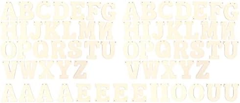 Дървени букви DAUERHAFT, 66 БР, Окачен 5-Инчов Многофункционален Пълен Комплект Дървени Букви, 2 Отвора за Украса
