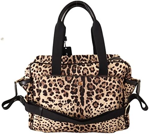 Dolce & Gabbana Кафява Найлонова Подложка за промяна на тампон с Леопардовым Принтом Borse Bag