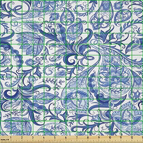 Лунна плат Jacobean от The Yard, Абстрактен Дизайн на Вратовръзки в персийски стил с флорални елементи в стил Гръндж, Декоративна Сатен тъкани