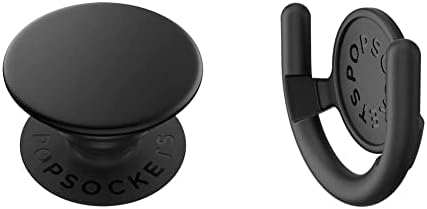 PopSockets: Писалка за мобилен телефон с разширяване на стойка, выдвижное гнездо за телефон - алуминий с черен цвят и PopMount: