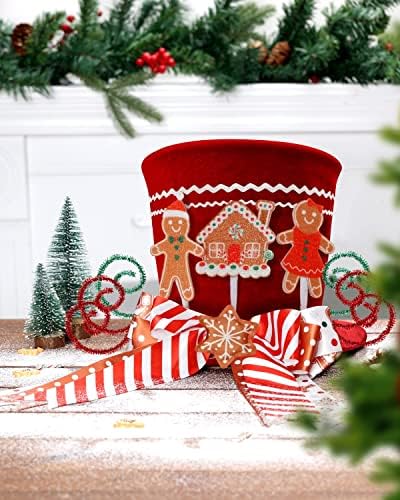 Джинджифил Topper за Коледната Елха, Червен цвят, с Карамел, захарна Тръстика, Лъкове за Декорация на Бисквитки Човечето Къща,