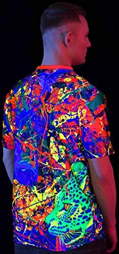мъжка Тениска с къс ръкав и принтом aofmoka Neon Blacklight Designed