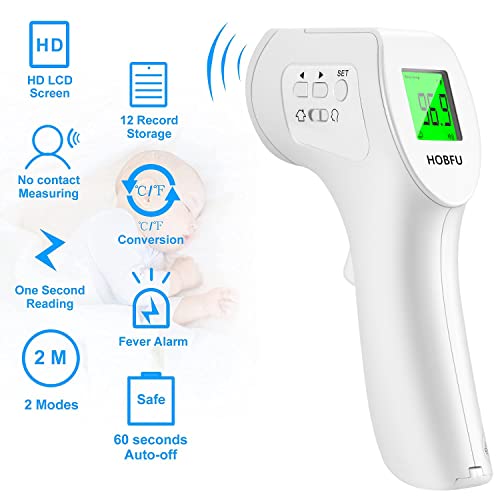 Термометър за челото за възрастни с цифров LCD дисплей 3 в 1, с аларма за температурата, функция за прецизно четене и памет