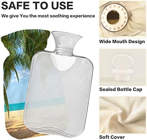 Топло Oarencol Tropical Palm Beach Чанта за топла вода с капак за горещ и студен компрес 1 Литър