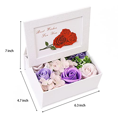 Подарък Кутия с Цветен Сапун за Ден на Свети Валентин с Фоторамкой, Декоративни Сапуни във формата на Рози Сапун с Листенца