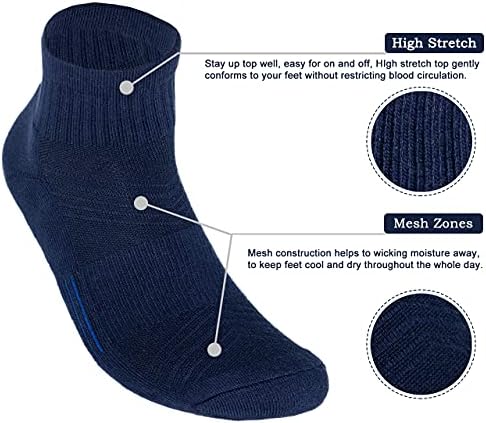 Мъжки чорапи за джогинг PEARL CARE с Расчесанной Памучна подплата, за бягане на една четвърт от глезена (5 опаковки) с компресия