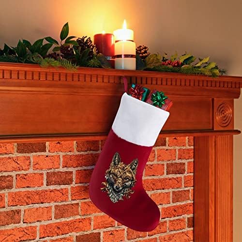 Лисица Коледни Окачени чорапи Чорапи за Коледно Камина Празничен Начало Декор