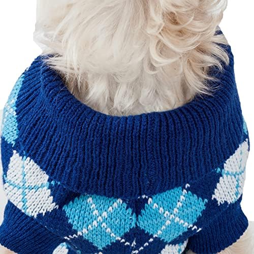 Вязаный Пуловер за домашни любимци Домашни любимци Life ® в стил Argyle - Дизайнерски Пуловер за кучета тежки плетени с Черепаховым деколте