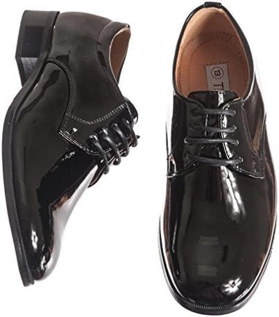 Блестящи Черни обувки за смокинг за момчета с кръгло бомбе от младенческих до Мъжки размери