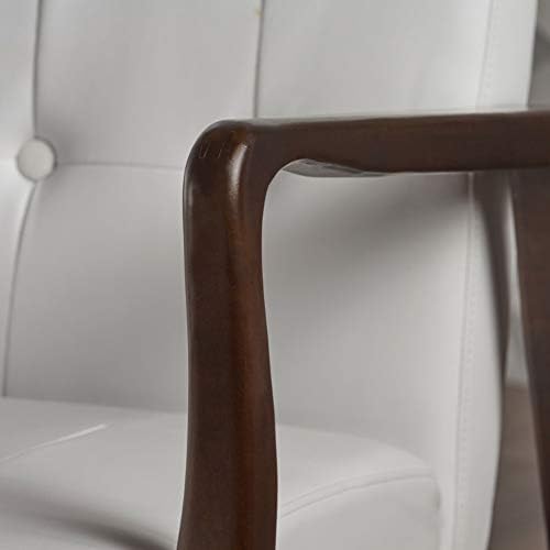 GDF Studio Conrad Съвременно клуб стол от изкуствена кожа средата на века с дървена рамка, бял и тъмен цвят на еспресо