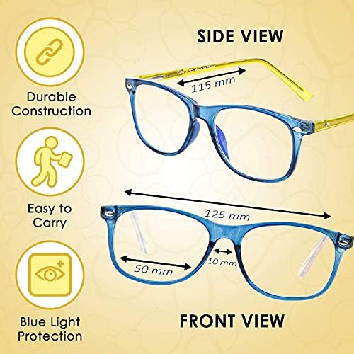 Оптикс 55 Сини Светозащитные очила за момичета и момчета (2 опаковки) | Очила със синя светлина от напрежение в очите, Детски Очила