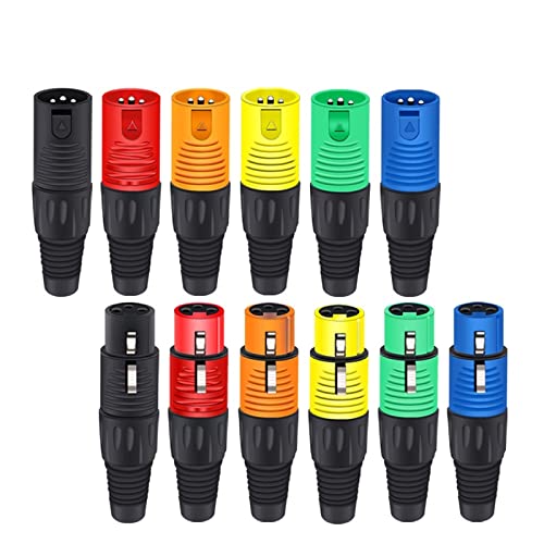 BASNI 3PIN X L R Конектор за свързване на проводници, запушалка, Пластмасова обвивка, микрофон, говорител, XLR Конектор, 6 цвята, 1 бр. (Цвят: