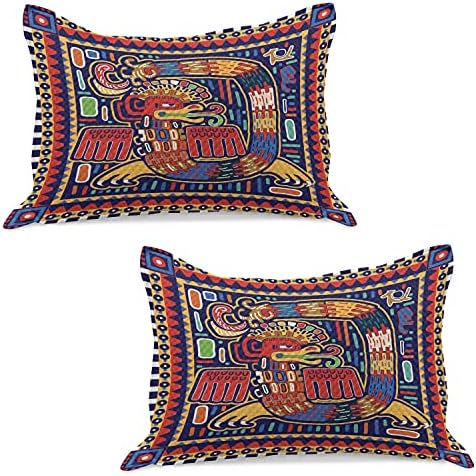 Калъфка за възглавница от мексиканския Вязаного юрган Lunarable, Културен Модел, Цветни Абстрактна Змия в Колоритната фолк стил,
