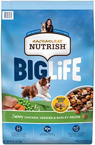 Суха Храна за кучета Rachael Ray Nutrish Big Life с Пикантен Пилешко месо, Ечемик и Зеленчуци, 40 Паунда