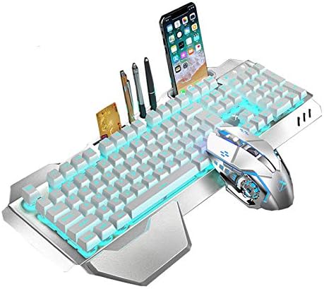 Акумулаторна Комбинирана клавиатура-мишка с подсветка, Безжична Детска клавиатура 2,4 G с поставка за дланите, Мултимедийна, Ергономична,