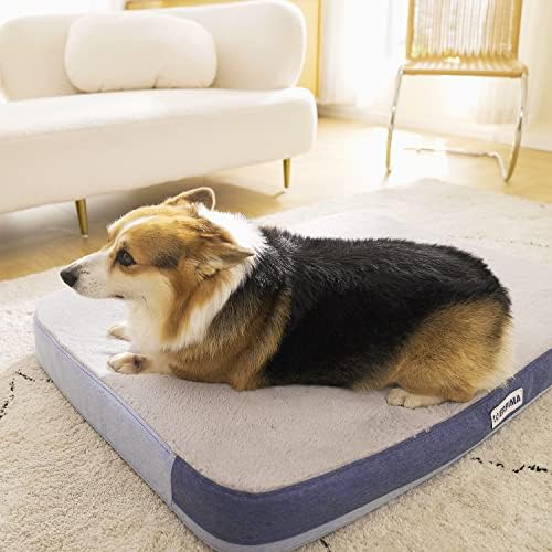 ERPIMA Супер Мека Голямо Легло за кучета, Ортопедични Легла за домашни любимци от пяна с памет ефект за по-Големи Кучета, Разменени на Хладно