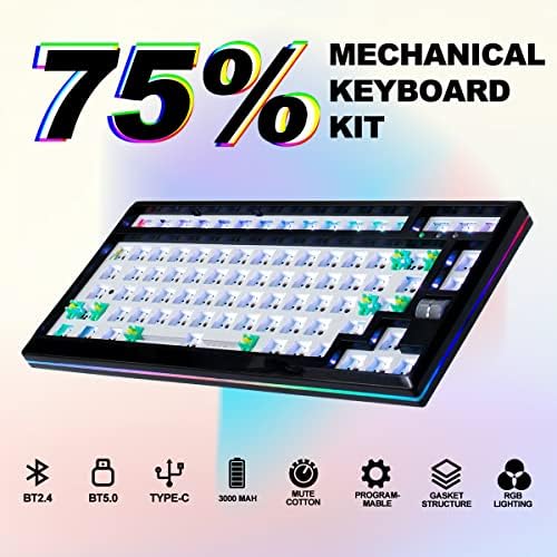 Комплект клавиатура SUEHIODHY 75% RGB 81 Клавиш с гореща замяна, 3pin/5pin Преминете на Тройната режим на Bluetooth 5,0/2,4 G/Кабелна