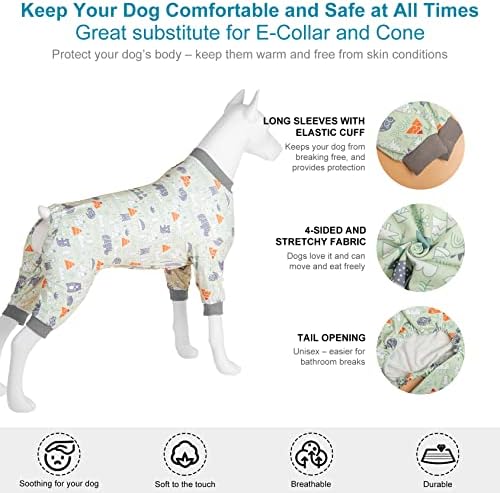LovinPet Топла пижама за големи кучета - Успокояваща безпокойство Пижами за кучета, Лека Гъвкава Тъкан, Принт градински чай